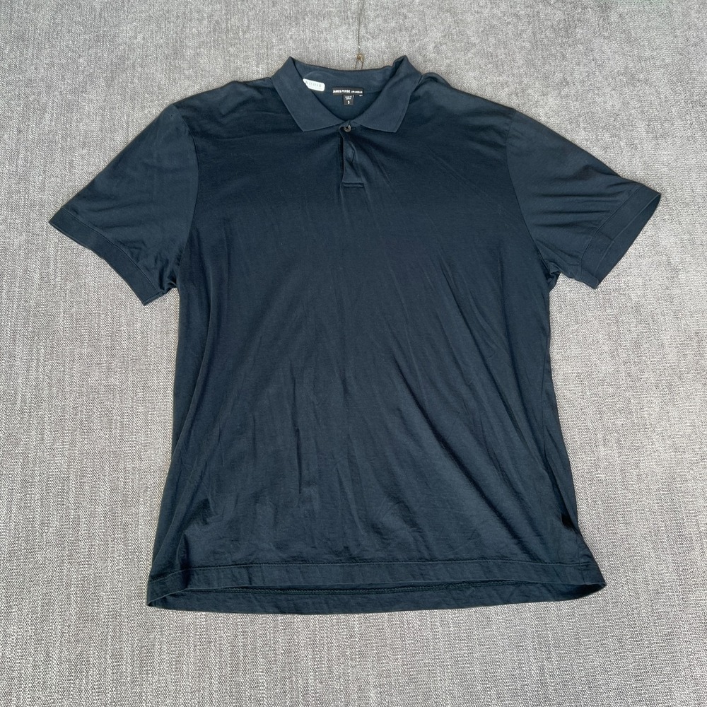 James Perse Polo Shirt Mens 3 Black Short Sleeve Collared Regular Fit Popover